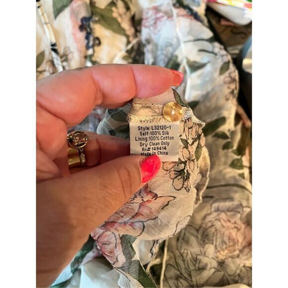 Jade Johnny Was Marion Silk Floral Tiered Maxi Dress sz XS NWOT ( it popped off) - Picture 13 of 13